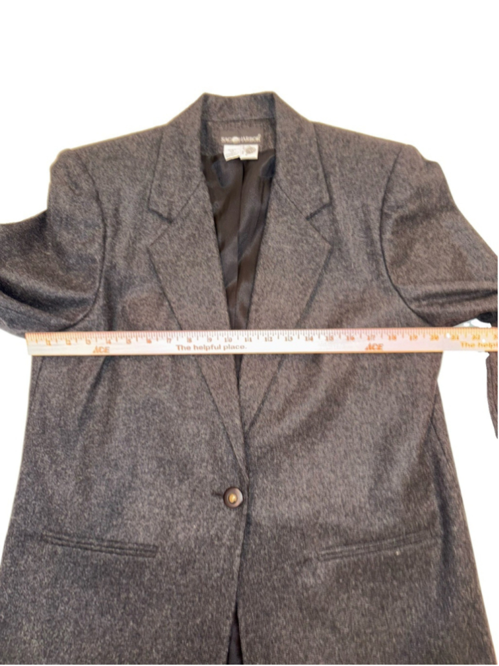 SagHarbor Woman’s Blazer Wool Jacket Size 12-Dark Charcoal Gray-100% Wool-Office - Picture 4 of 9